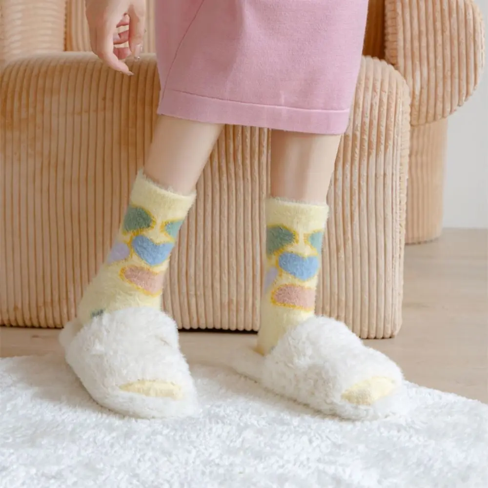 

5Pairs Ins Cartoon Mink Fur Socks Soft Pile Up Plush Socks Sweet Funny Sleeping Socks Women Women