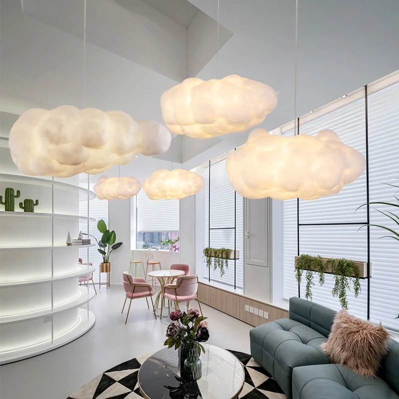 Cloud Chandelier Restaurant Lamps Modern White Floating Cloud Pendant Light Dining Room Hanging Lamp Kitchen Island Decor Light