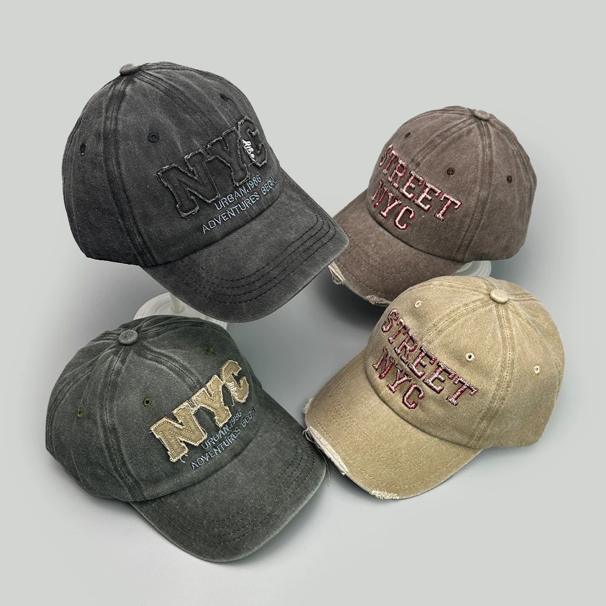 

Street PATCH Embroidered NYC Letters New Unisex Baseball Hats Sunshade Broken Style Versatile Retro Fashion Outdoor Peaked Caps