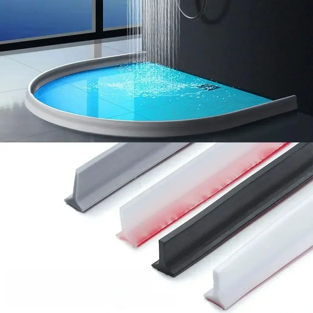 

1pc 1/2m Water Stopper Self-Adhesive Flexible Water Retaining Strip Bathroom Door Dry Wet Separation Shower Dam Barrier