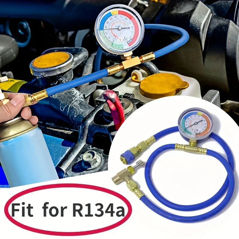 R134A Nachfüll-Messleitung mit Manometer, Kältemittel-Fülladapter, Klimaanlagen-Zubehör für Autos – Detail 5