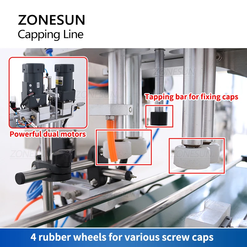 ZONESUN Capping Machine ZS-XG6100C Automatic Screwing Bottle Cap Juice Liquid Spray Cap Twist Glass Dropper Lid Conveyer Line