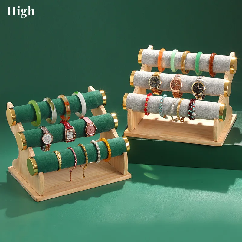 

3 Layers Bracelet Display Stand Jewelry Tree Wood Base Organizer Jewelry Display Rack for Bangle Watch Jewelry Store Earrings