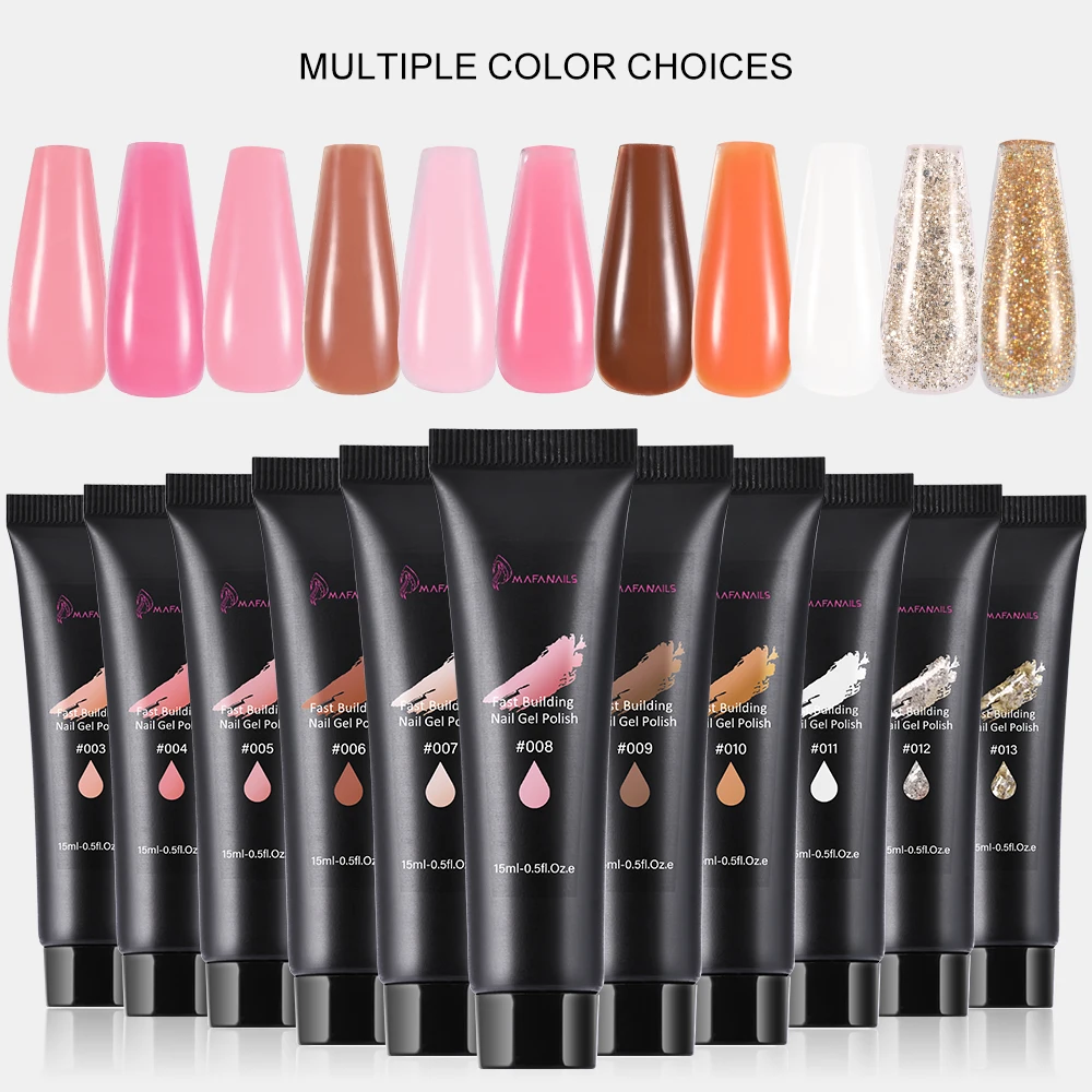 15ml/Bottle Quick Extension Poly Nail Gel Polish Semi Permanent Acrylic Fast Building Hard Gel Pink Soak Off Gel Nail Varnish