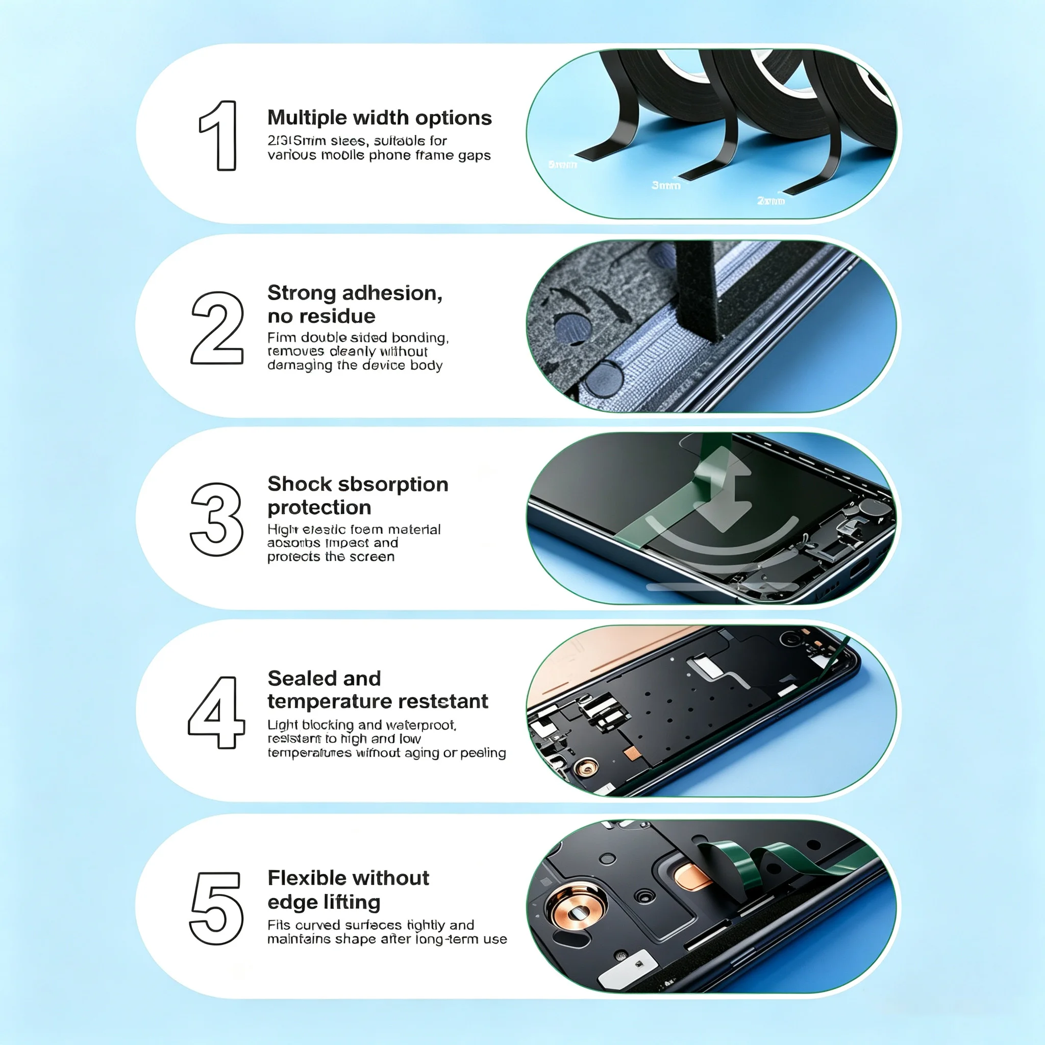 RELIFE HX1 2/3/5mm double-sided tape, shockproof and waterproof screen sealing tape, mobile phone curved screen frame repair