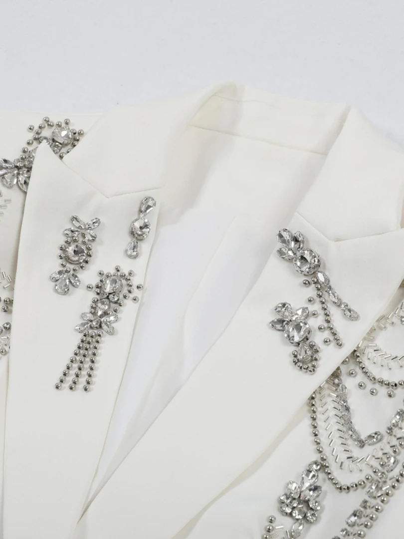 Women's 2025 Spring New Diamond Slim Fit  Tailored Coats Waist-tight Fashion Suit Jackets Long Sleeve Solid Color Suit Jacket