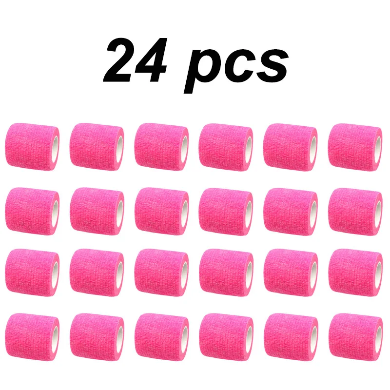 Hot Pink Color Tattoo Anti-slip Bandage Self-adhesive Elastic Bandage 1/6/12/24/32/48 pcs Disposable Athletic Nonwoven