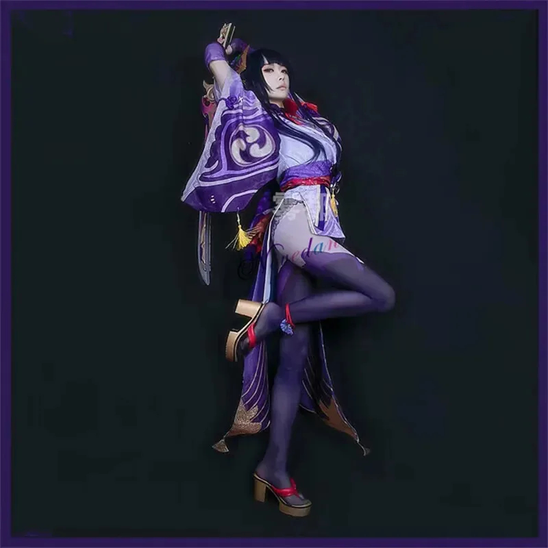 لعبة Genshin Impact Shogun أزياء تنكرية بعل مثير الأرنب خادمة الزي رايدن بوس شعر مستعار فستان أحذية مجموعة كاملة أنيمي OH9s؛ 2'd، 5.h؛