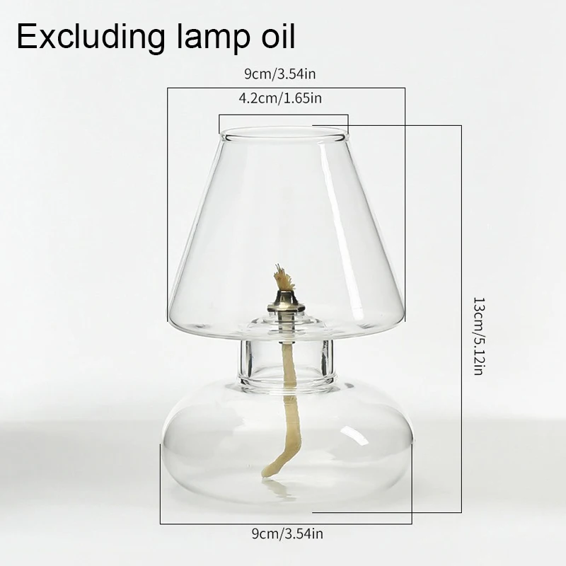 Lámpara aceite vidrio transparente minimalista, canlabro a prueba viento, canlabros, lámpara aceite
