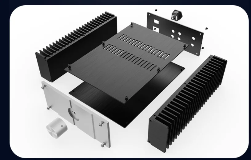 

Full Aluminum amplifier Chassis DIY hifi Audio post power amplifier Case both side heatsink with knob 282*90*310mm