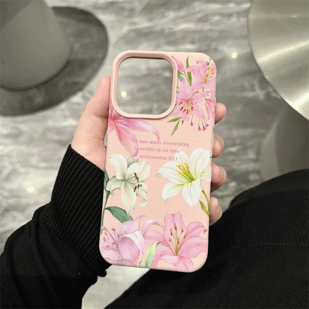 Weiße Lilie Handyhülle für iPhone 17 16 15 14 13 12 11 Pro Max 16 15 14 Plus 17 16 15 14 13 Pro 17Air Silikon Matte Hülle – Detail 7