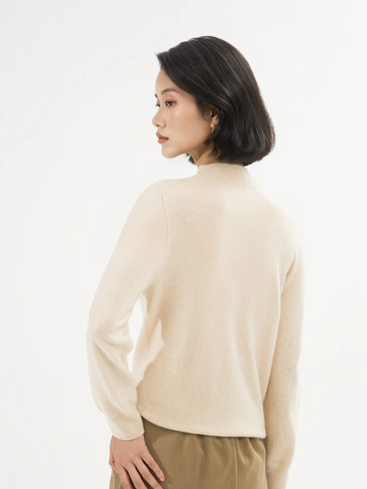 Otoño Invierno suéter de cachemira para mujer jersey básico con cuello simulado Tops de manga larga sin costuras prendas de punto de cachemira 100% respetuosas con la piel