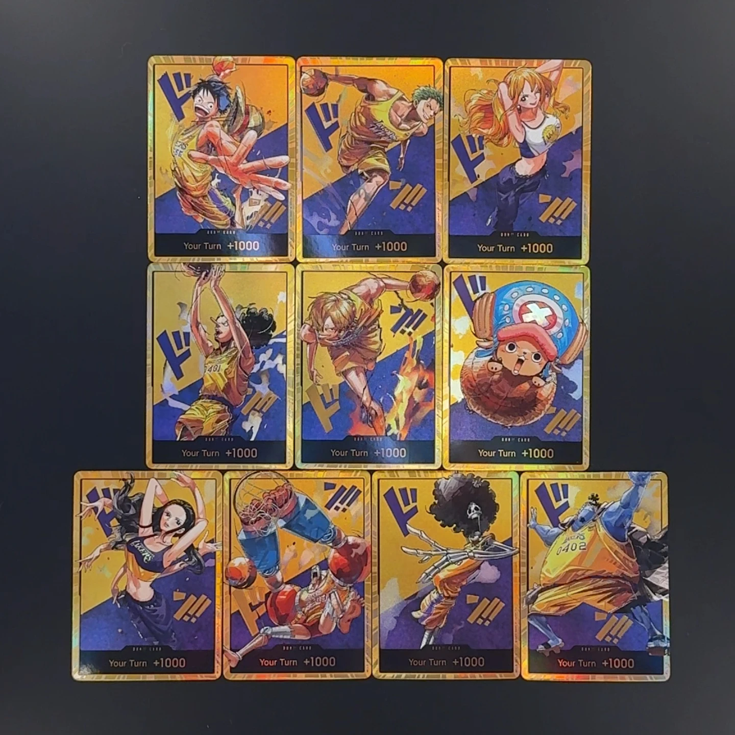 One Piece TCG OPCG English DON Card 3D Textured Straw Hat Crew X Lakers Luffy Zoro Nami Chopper Robin Anime Collectible Cards