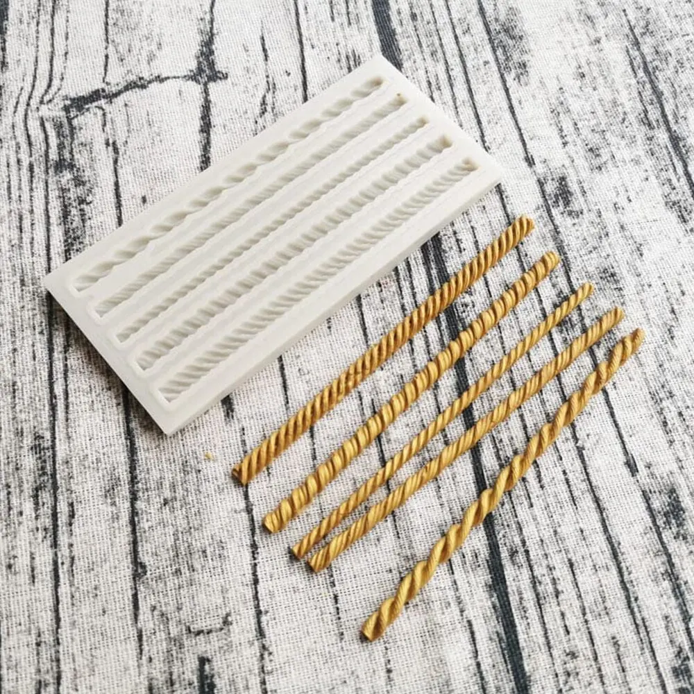 Aouke Braided Rope Silicone Mold Kitchen DIY Dessert Chocolate Mold Fondant Long Strip Lace Decoration Mold