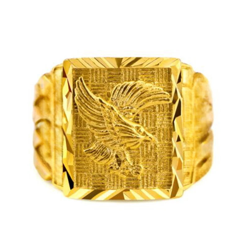 Punk Rock Eagle Men 's Ring Luxury Gold Color Resizeable To 7-11 Finger Jewelry