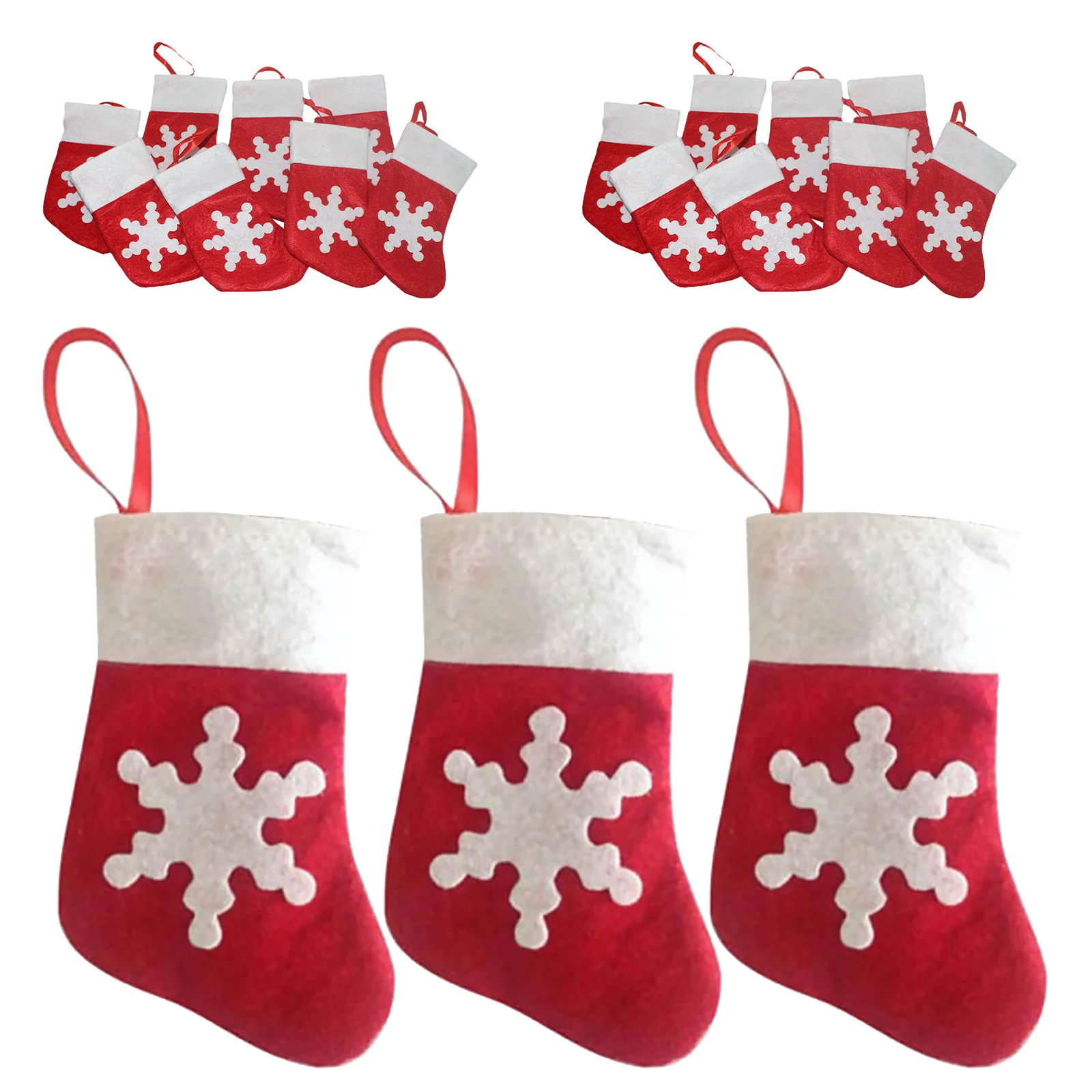 

24Pcs Small Christmas Stockings Tableware Holder Candy Container Xmas Tree Hanging Decorations Holiday Party Favors
