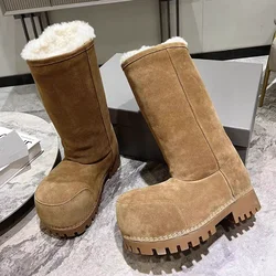 Trendy Brand Thick Warm Snow Boots Outdoor Winter Women's Oversized Boots 2026 New Comfortable Retro Versatile Pink Fashion Boot