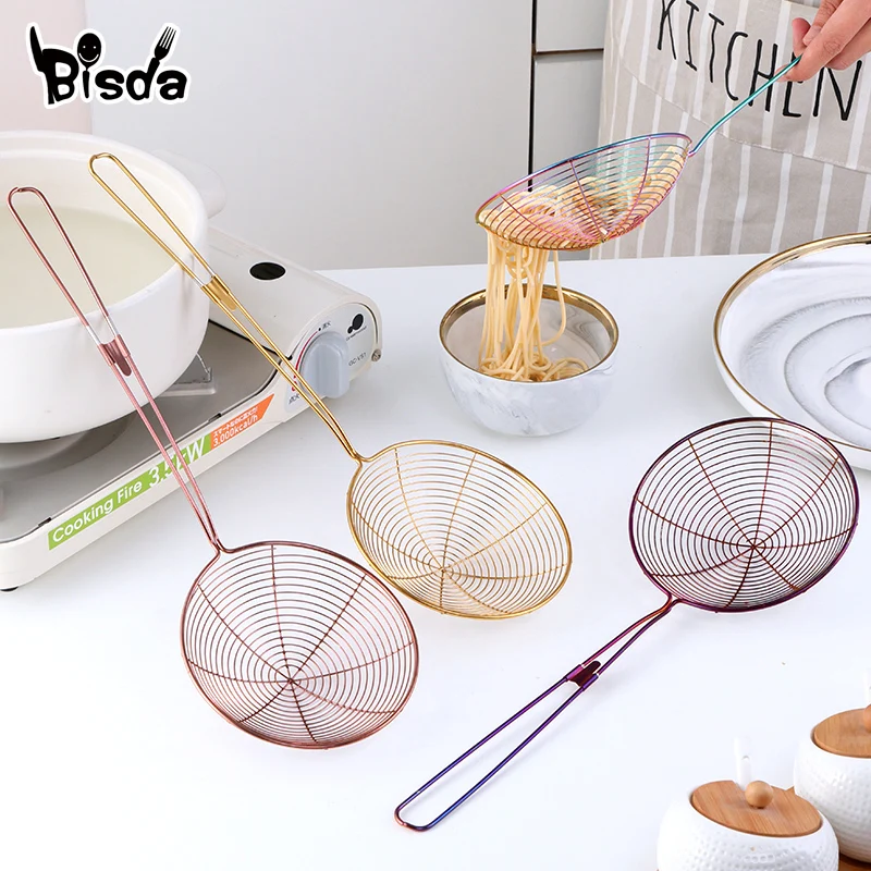 Oval Skimmer Hot Pot Fried Food Filter Colander Stainless Steel Leak Spoon Noodle Strainer Cookware Kitchen Strainer Baking Cook