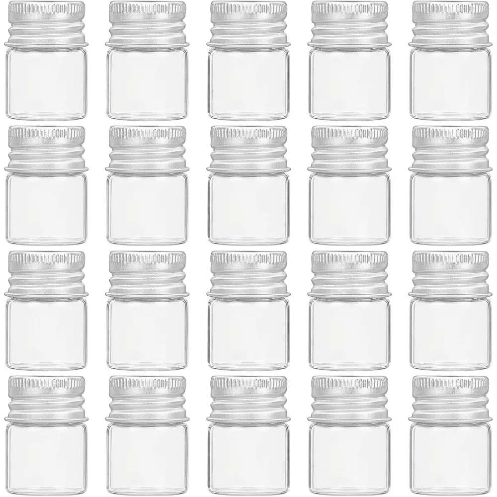 

20Pcs 5ml Glass Sealed Bottle with Screw Aluminum Cap Clear Liquid Sample Vial for Message Bottle Wishes Bottle