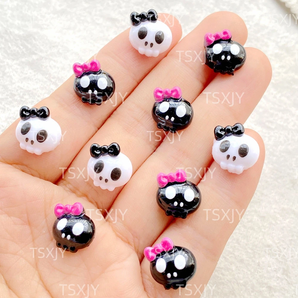 30 Stücke Harz Nette Mini Cartoon Halloween Schädel Nail art Flatback Stein Sammelalbum Figuren DIY Schmuck Zubehör Handwerk