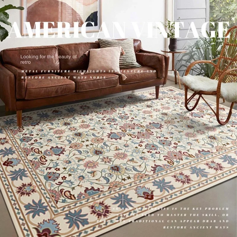 Vikama retro Persian style home floor mat living room sofa carpet Moroccan style modern American door mat Crystal Velvet