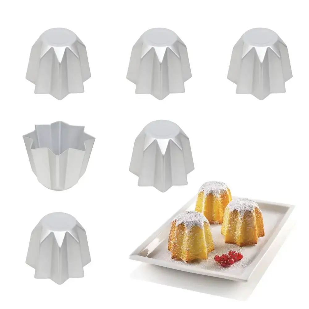 6PCS Mini 6.5Cm×7.5Cm Baking Pan Moulds Pandoro Christmas Mousse Cheese Cake Mold Octagonal