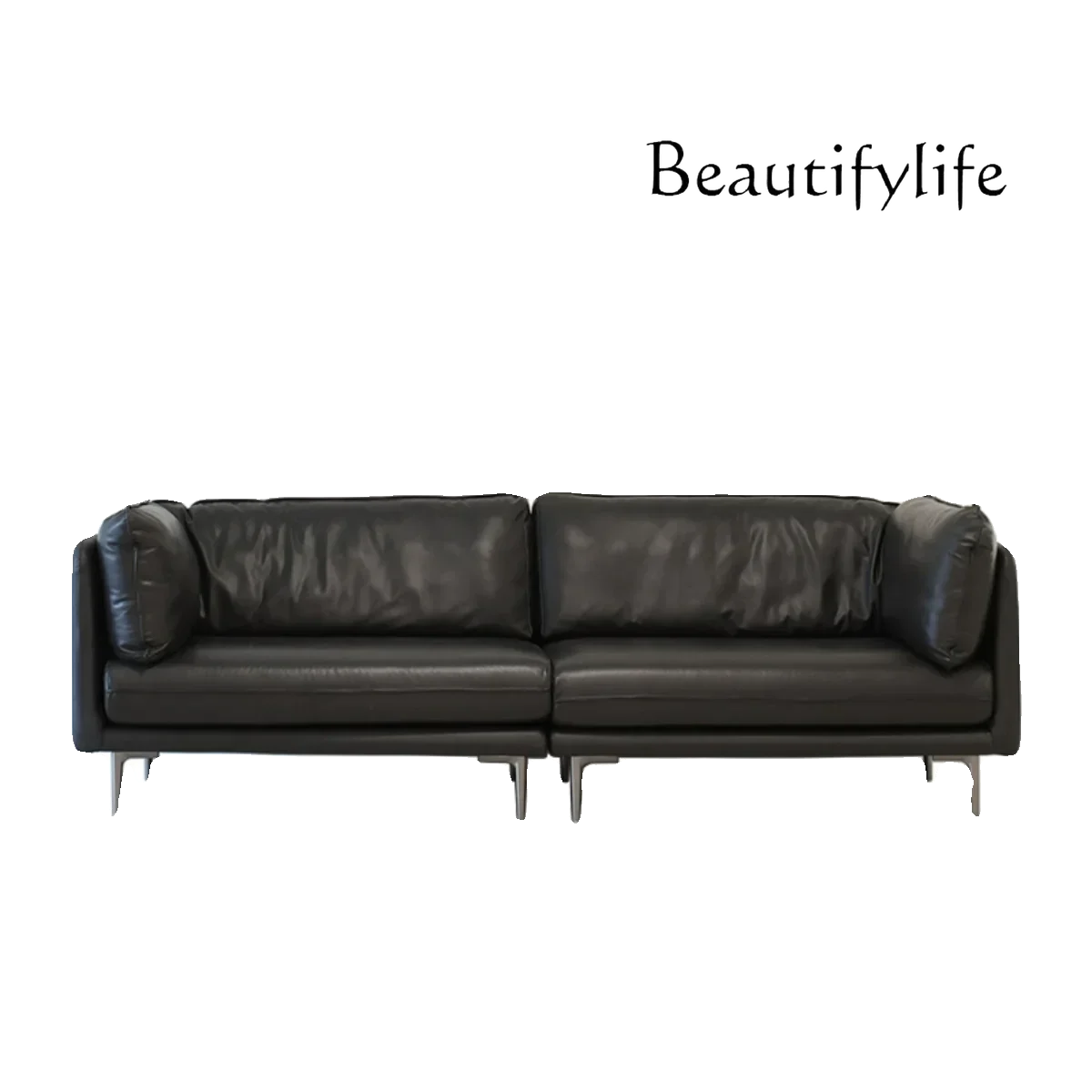 Nordic all-leather sofa Italian minimalist living room medieval light luxury designer style high sense