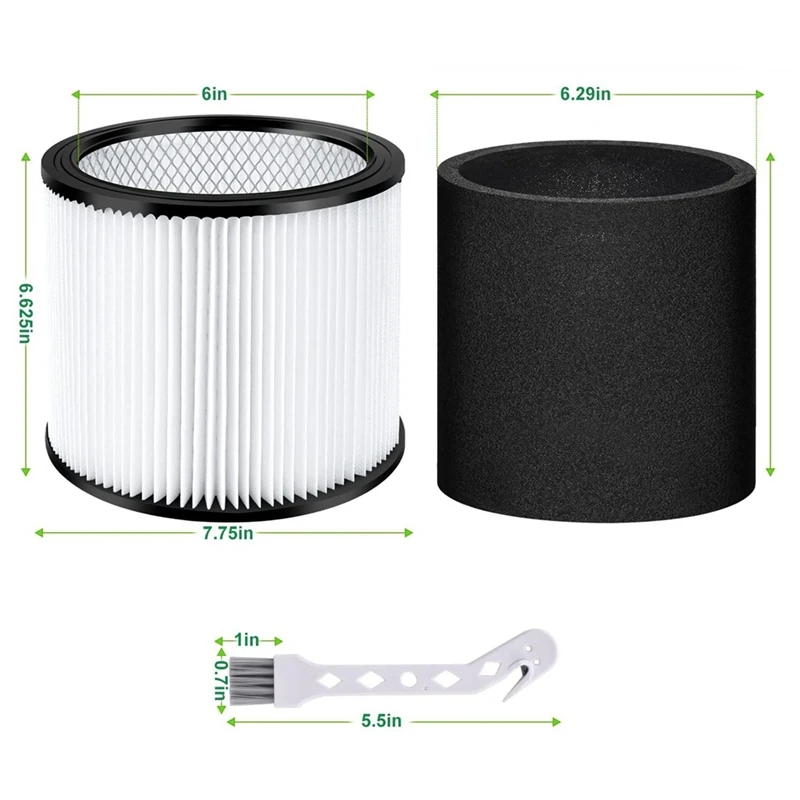 Cartridge Filter 90304 90350 90333 Parts For Shop Vac 5 Gallon Up Wet/Dry Vacuum Cleaner, Compare To Part 9030400 & 9058500