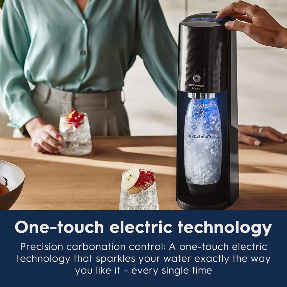 E-Terra Sparkling Water Maker Quick Connect CO2 Cylinder Carbonating Bottle Manual Fizz Home Kitchen Seltzer Maker Dishwasher