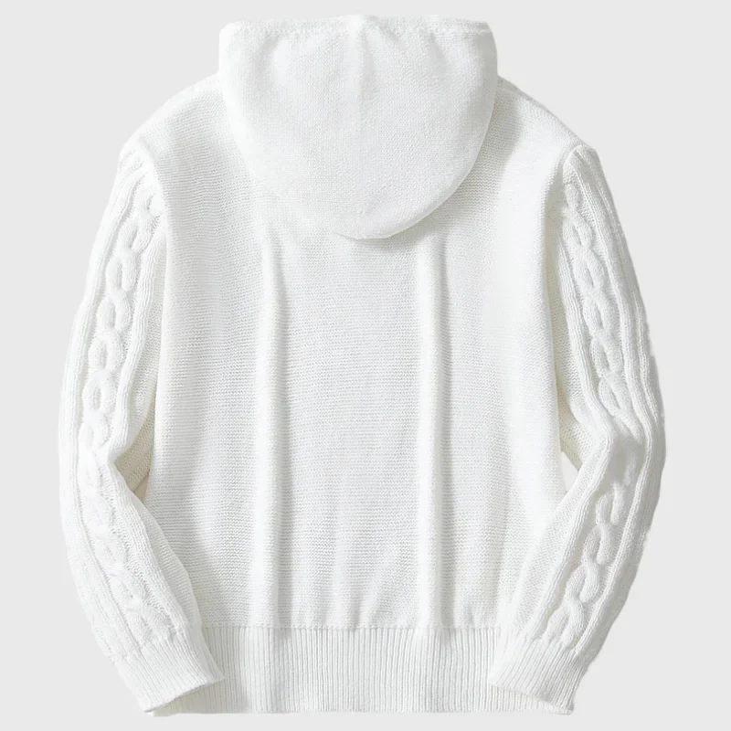 Sweatshirts Men Pullovers Sweaters Solid Casual Loose Splice Hooded Knitted Regular Thick Warm Tops Autumn Winter 2024