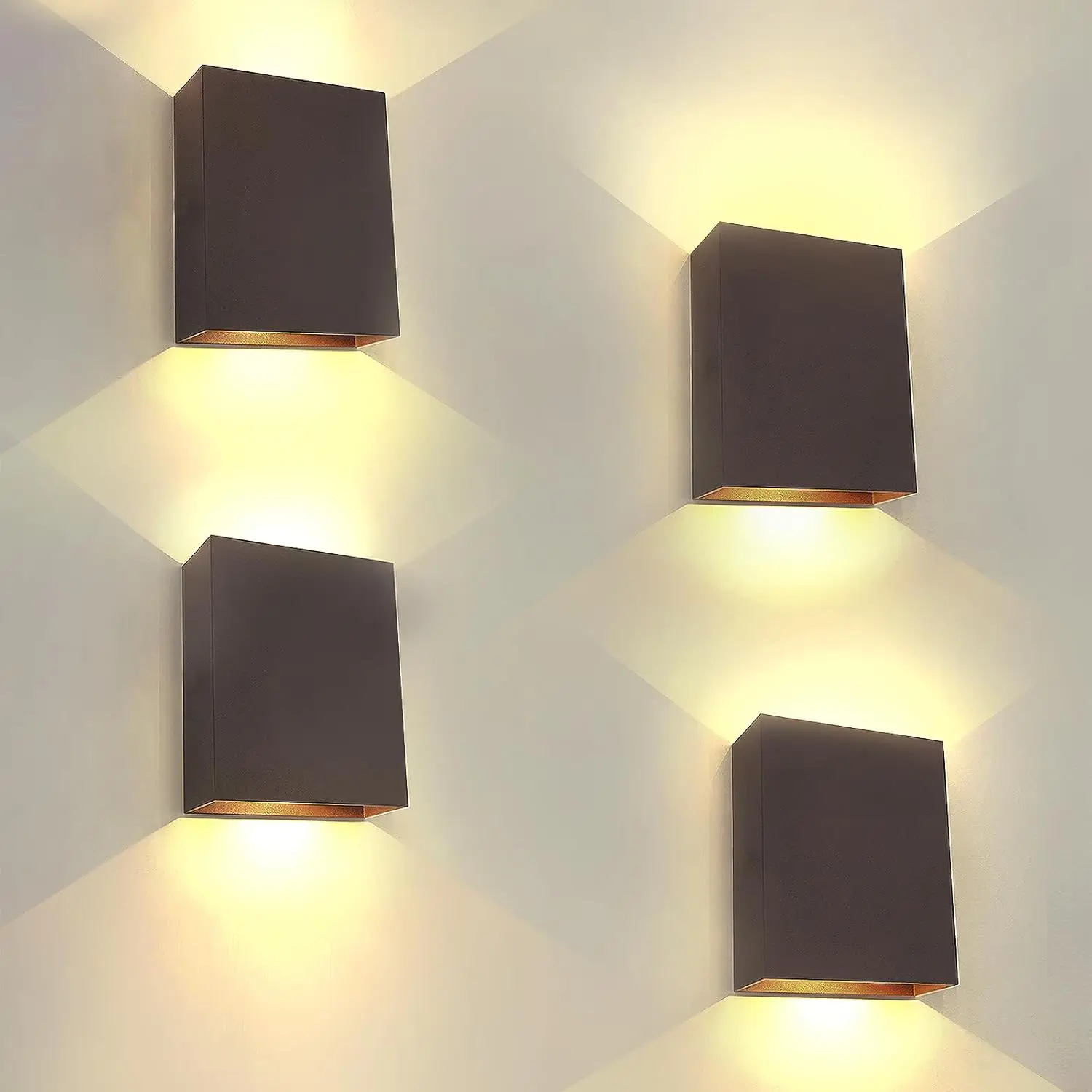 

12W LED Wall Sconces 4 Pack, Modern Up Down Wall Lights, Black Aluminum Fixtures for Living Room Hallway Bedroom