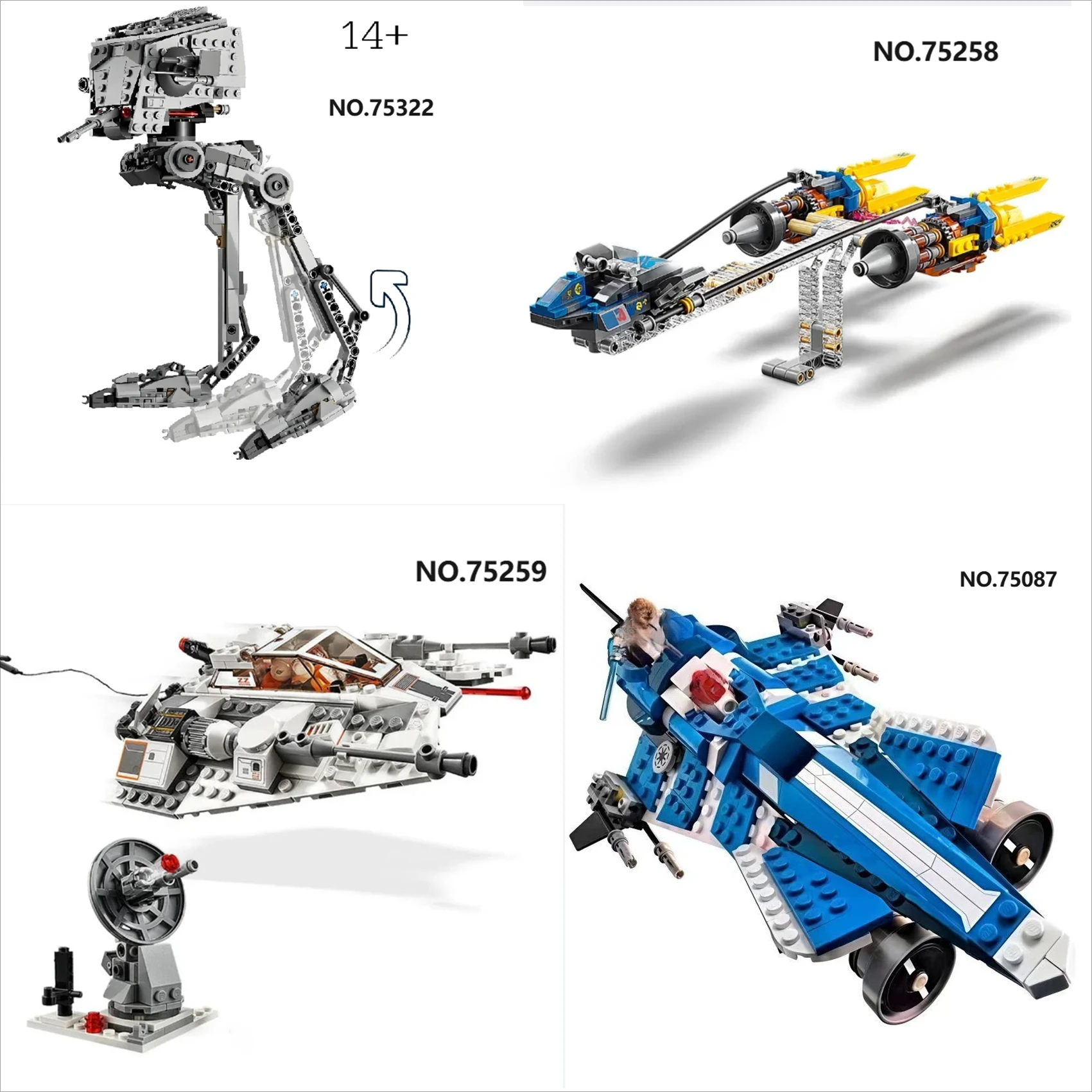 MINISO 75322 75259 Space l'empire frappe de retour Hoth AT-ST Walker blocs de construction 75087 75348 bloc pour enfants cadeaux de noël