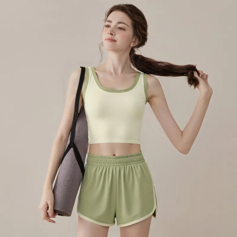 Gilet fitness da donna Estate Ciclismo Corsa Yoga Reggiseno sportivo Top con supporto integrato Completo da allenamento Set Abbigliamento da yoga per donna