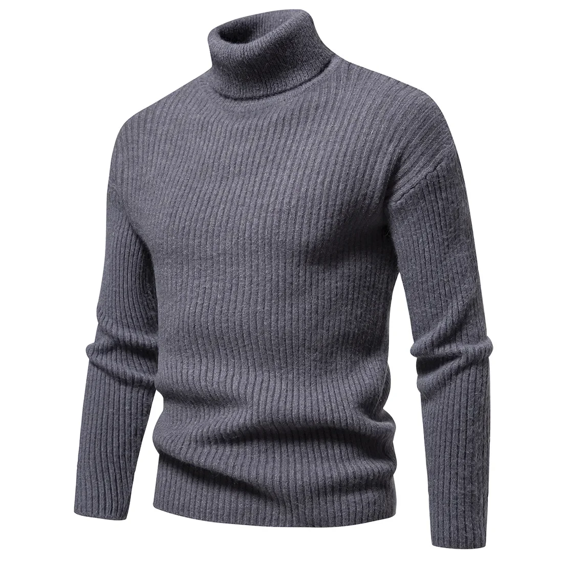 Caldo autunno inverno maglione uomo tinta unita pullover lavorati a maglia uomo dolcevita allentato maglione lavorato a maglia Casual pullover caldi uomo top