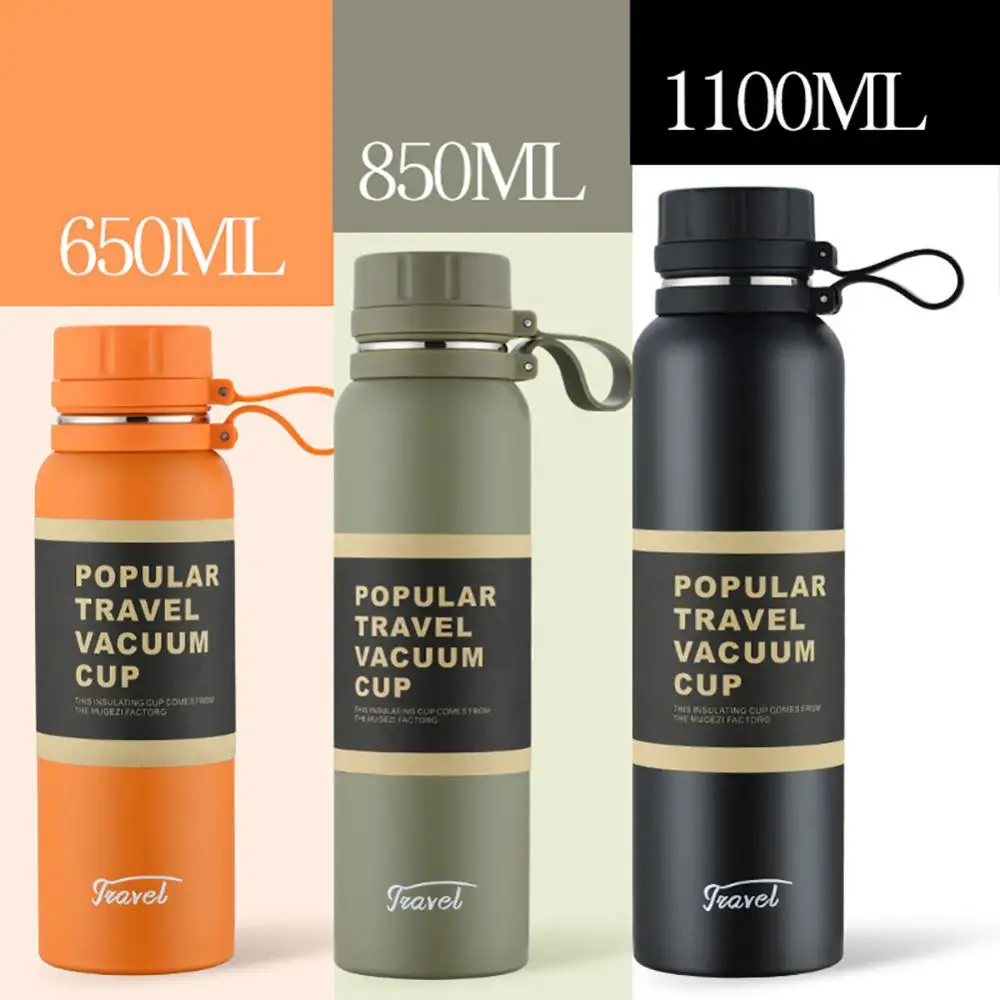 Kettle Large Capacity Portable Stainless Steel Silica Gel Camping Supplies Thermos Cup Durable Double-layer Sports Bottle