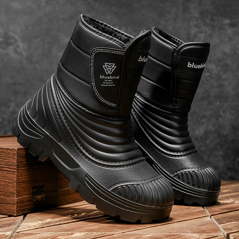 New Autumn and Winter High-Top Thick-Soled Fleece-Lined Men's Snow Boots Outdoor Hiking Shoes Hunting Boots Hiking Boots