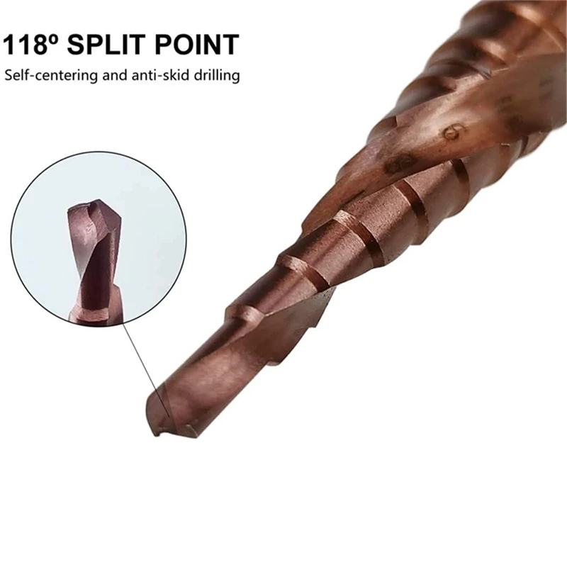 M35 5% Cobalt HSS Step Drill Bit for Metal HSS CO 4-12mm Hex Shank Stepped Drill Bits Cone Drilling Tool Hole Saw Milling Cutter