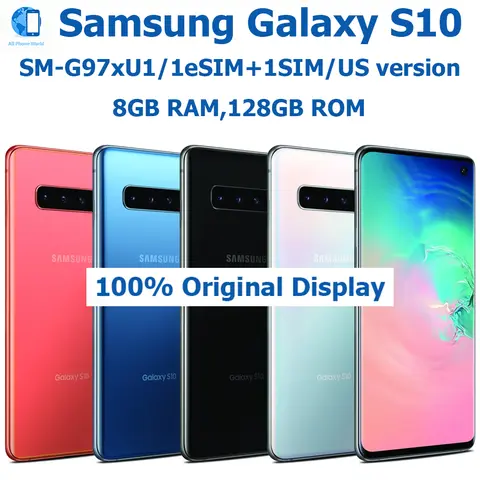 Samsung Galaxy S10 4GSmartphone 6.1-inch Curved screen Samsung 6GB RAM 128G US version Fingerprint 3400mAh Original Unlocking