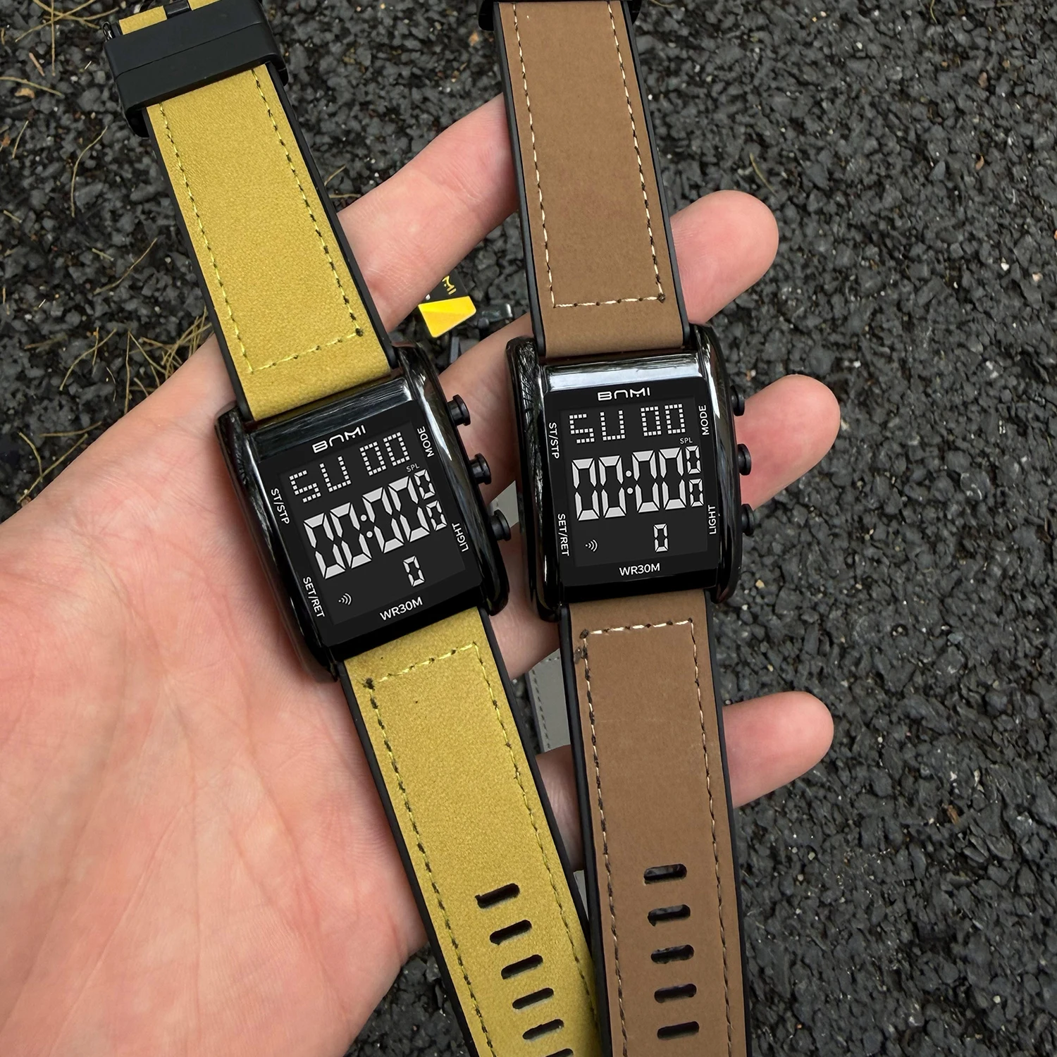 Digital Men's Watch Fashion Multi functional Leather Strap Square LED Sports Waterproof Military Timing Electronic Watches Gift