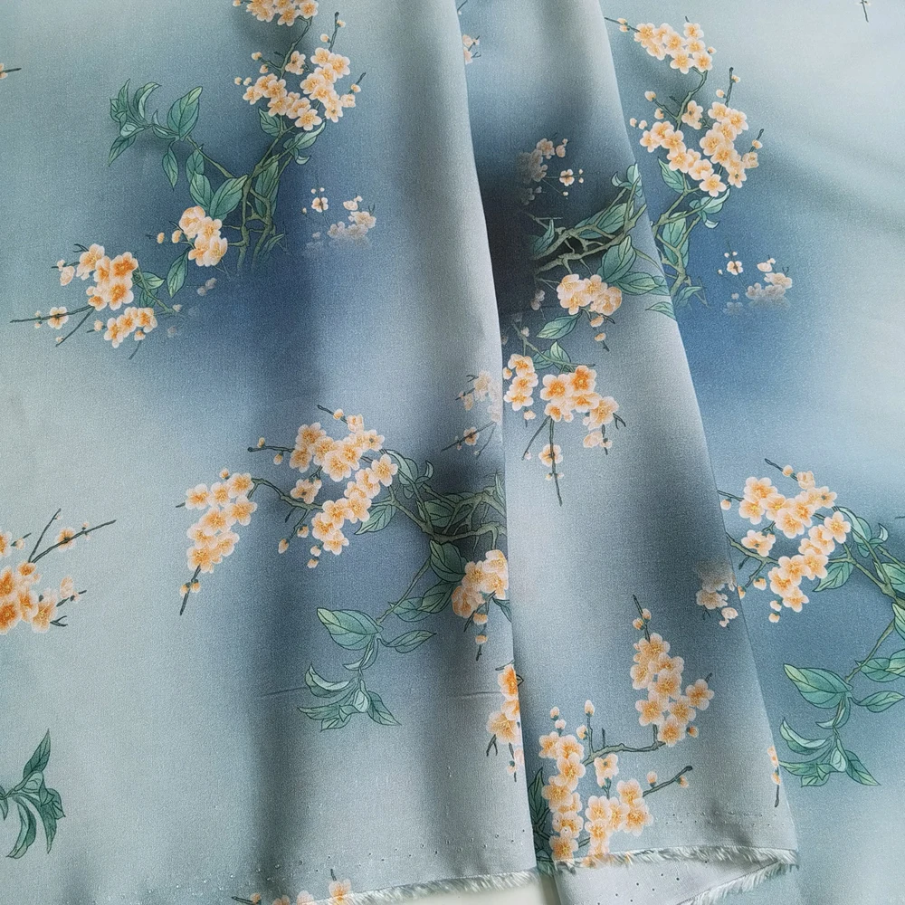 1 meter X 1.4 meter Elegant Floral Rayon Material Soft Viscose Fabric For Dress Shirt Sewing