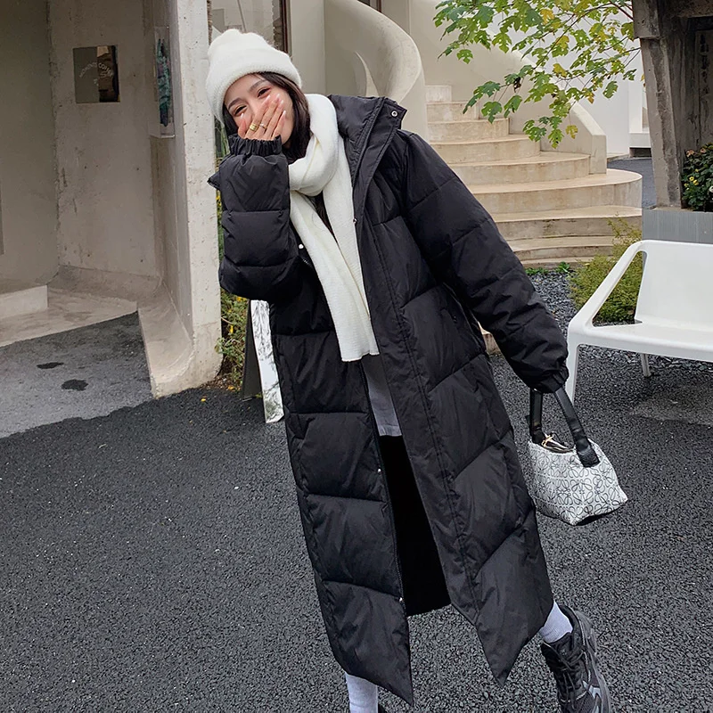 2024 New Women\'s Puffer Jacket Casual Long Parkas Winter Snow Wear Coat Hooded Thick Warm Parka Loose Jackets Female Outerwear