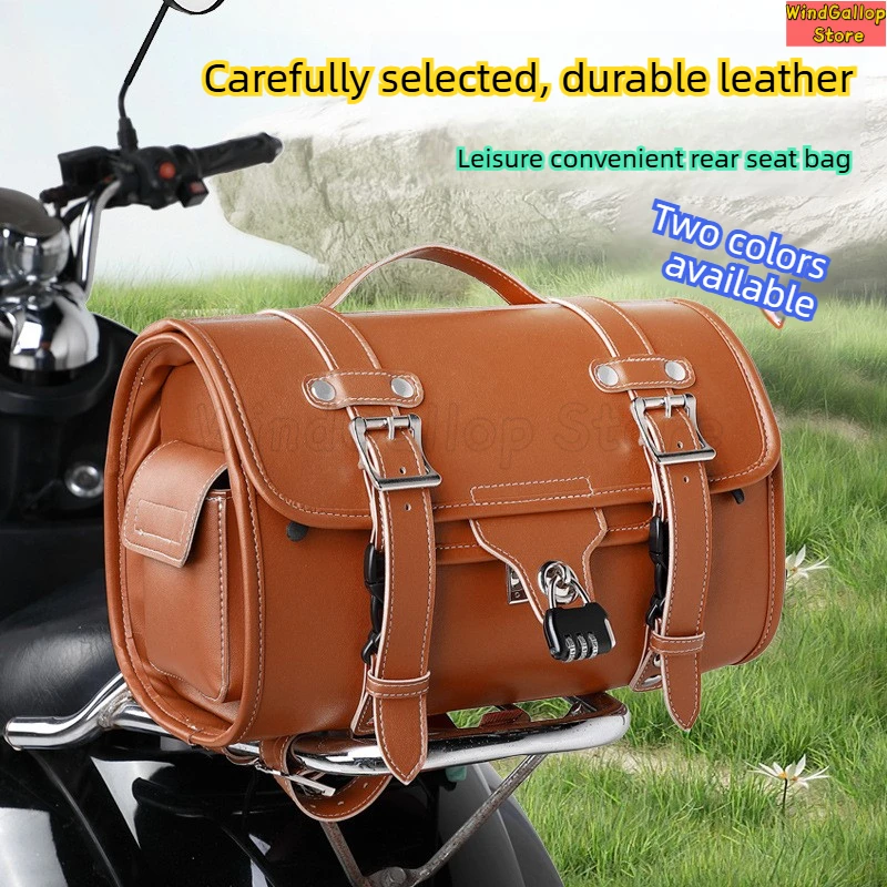 Motorcycle rear tail bag hanging bag rear seat electric battery car pedal retro universal shelf bag large capacity