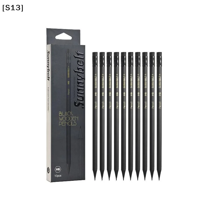 10-piece Black Wooden Pencils, HB Hexagonal Lead, Optional Writing Tools Pack. Durable For Writing During Exams[Q]Q@ view 5