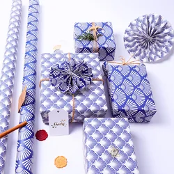 2 Pcs 50 x 70cm Chinese Blue and White Porcelain Style Wrapping Paper Sheet for Decor Gifts Party Baby Kids Wrapping Paper