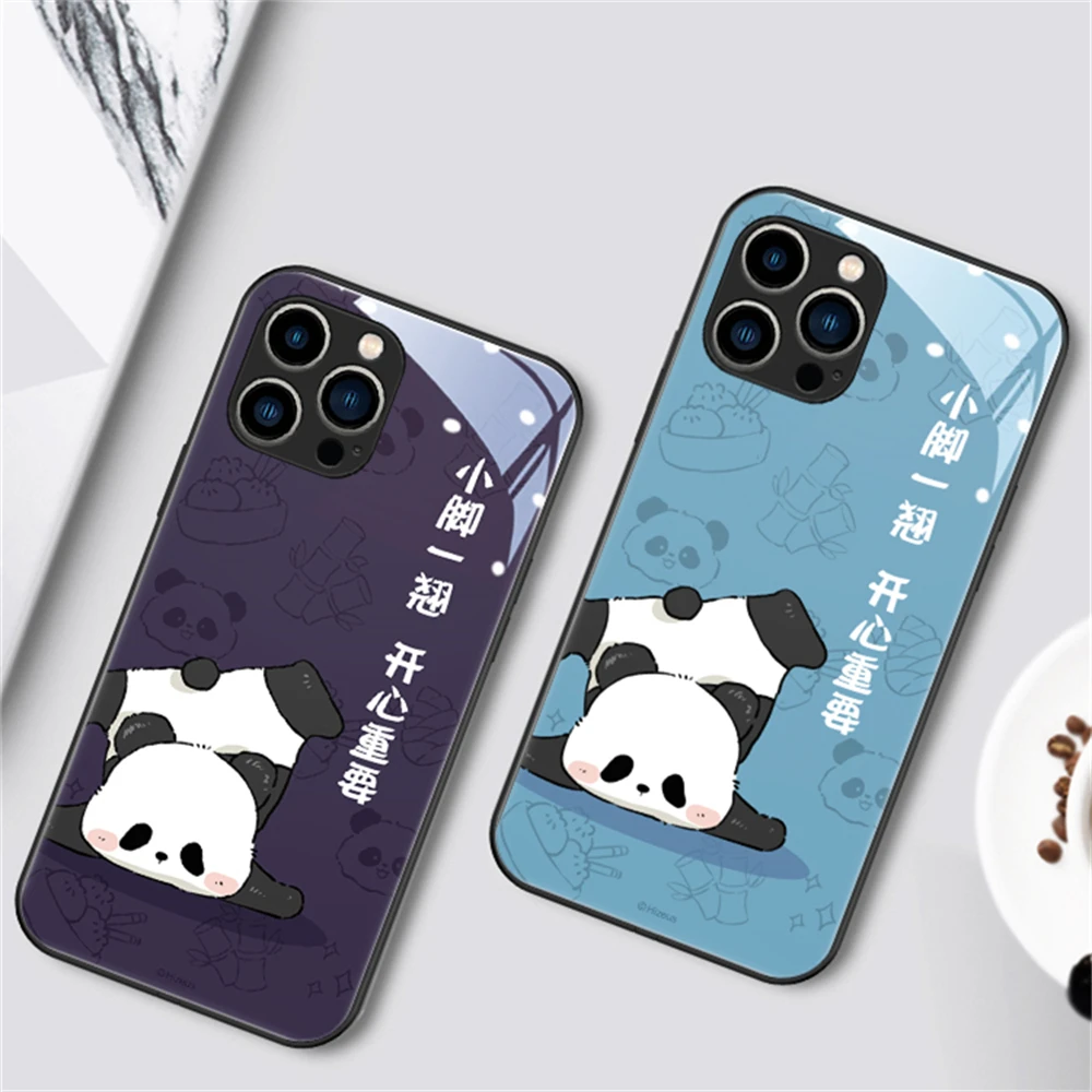 

Panda Design Sound Control LED Flash Cases For iPhone 14 13 12 11 Pro Max X XR XS 6 7 8 Plus SE2020 Luminous Glass Cover