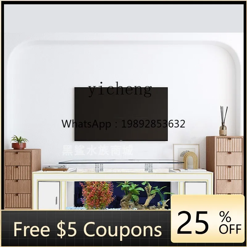 

Тумба под телевизор ABB в стиле лайт-люкс с аквариумом, большой напольный интегрированный аквариум для гостиной