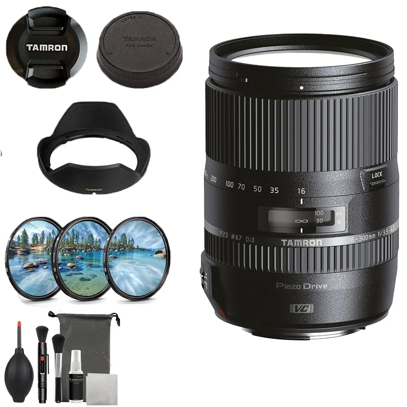 Tamron 16-300mm f/3.5-6.3 Di II VC PZD Macro Lens for Canon Camera (Model B016E)