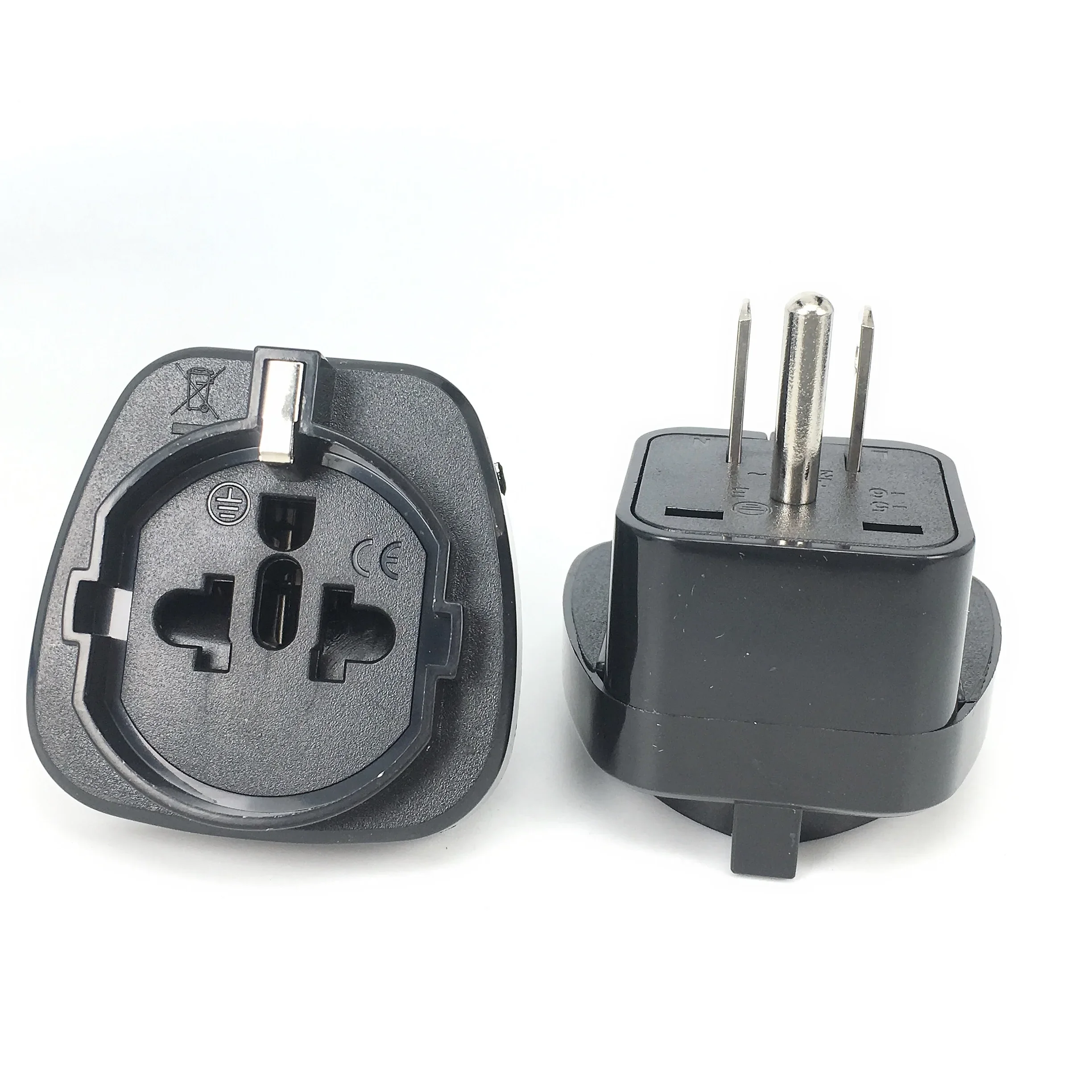 1PC black/white 3 pin American US socket adaptor Embedded Swiss Italy EU German USA american flat plug adapter converter plug