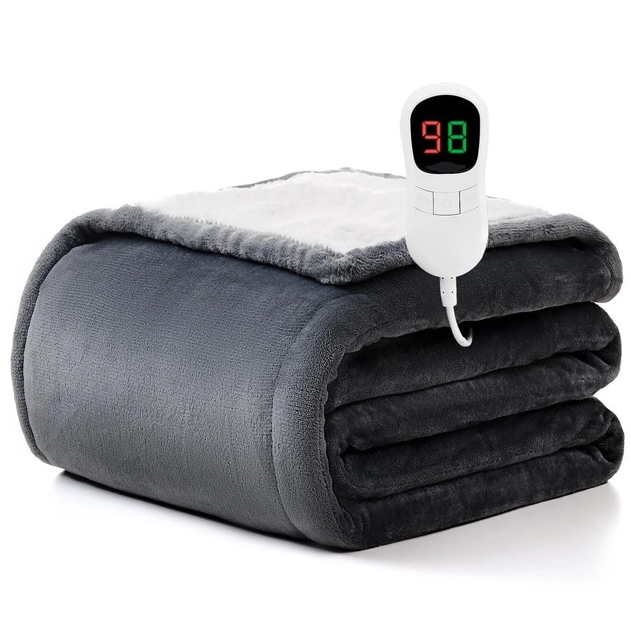 

Heated Blanket Electric Throw 50"x60" Heating Blanket Throw 1 2 4 6 8 Hours AutoOff 10 Heat Level OverHeat Protection Flannel