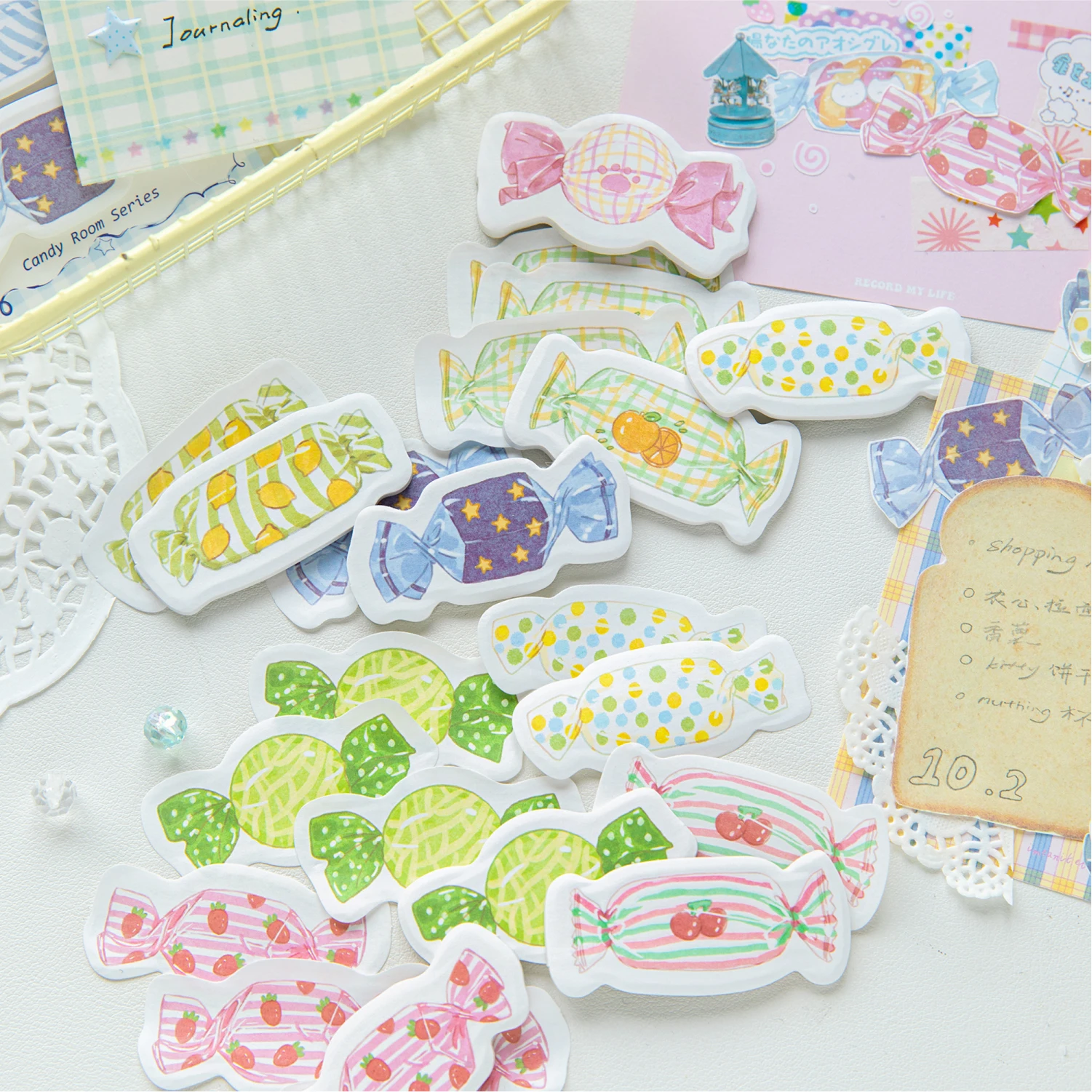 120 Pcs Kawaii Stationery Color Candy Label Index Stickers Aesthetic Message Memo for Handbook Scrapbooking Office Supplies